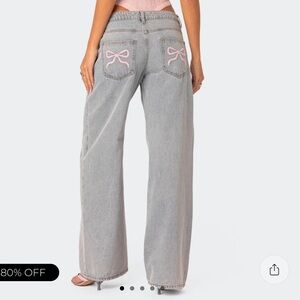 Edikted Low Rise Baggy Jeans with bows
